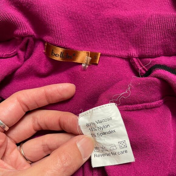 Vintage Y2K Belldini Magenta Pink Knit Ruffle Blouse Top Office Siren Size S‎ - Picture 6 of 7